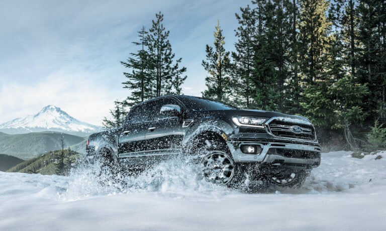 2023 Ford Ranger driving in the snow