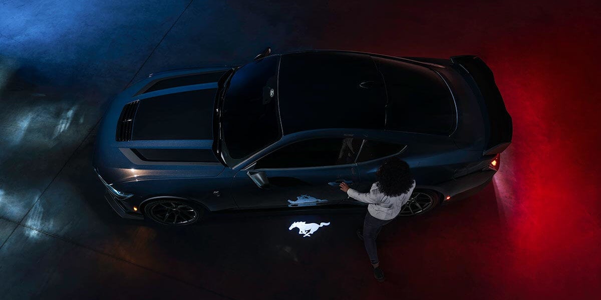 2024 Ford Mustang from above with logo