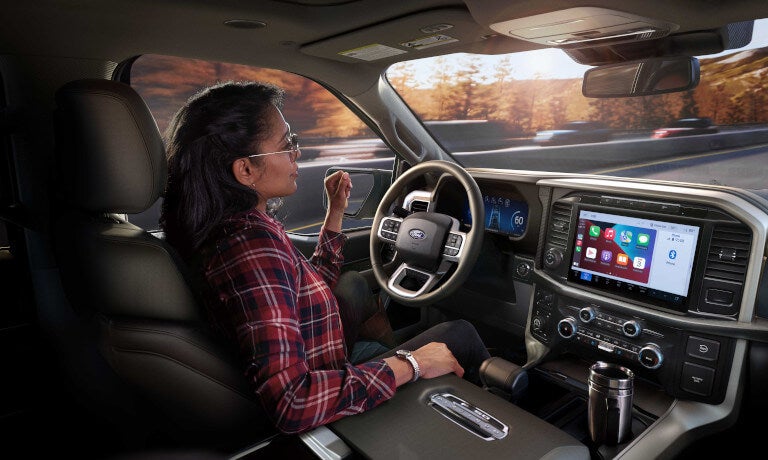 2024 Ford F- 150 interior front with hands off driver