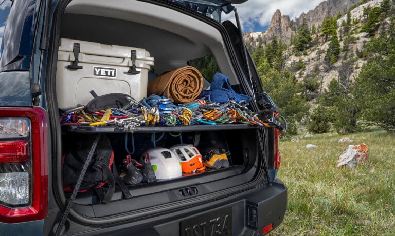 2026 Ford Bronco trunk cargo space with gear