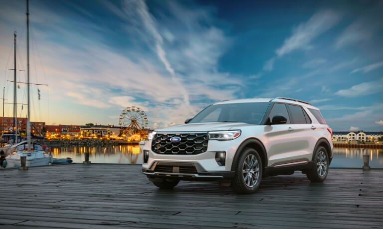 2026 Ford Explorer parked on a boardwalk