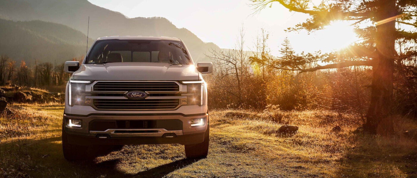 2026 Ford F-150 parked head-on at sunset